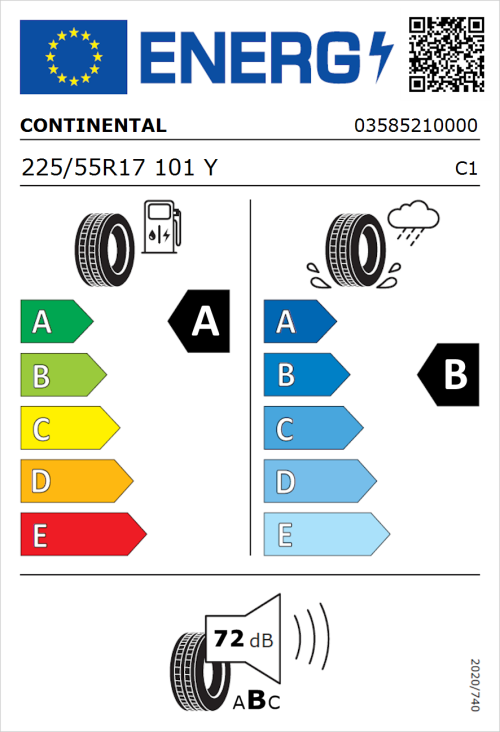 Tyre Label for Continental EcoContact 6 225/55R17 101Y